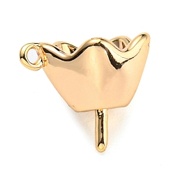 Oro Fianzas de latón, flor, por medio perforó perlas, dorado, 7x8x7 mm, agujero: 0.7 mm, diámetro interior: 5.5 mm, pin: 0.8 mm