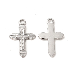 Stainless Steel Color 304 Stainless Steel Pendants, Cross Charm, Stainless Steel Color, 20.5x13.5x2mm, Hole: 1.8mm