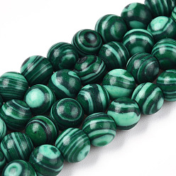 Malachite Synthétiques brins de perles de malachite, ronde, 6~6.5mm, Trou: 1mm, Environ 63 pcs/chapelet, 15.5 pouce