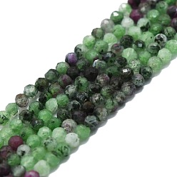 Ruby in Zoisite Natural Ruby in Zoisite Beads Strands, Faceted, Round, 2mm, Hole: 0.5mm, about 215pcs/strand, 15.16''~15.55''(38.5~39.5cm)