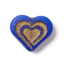 Royal Blue Czech Glass Beads, Heart, Royal Blue, 13.5x16.5x4.5mm, Hole: 1mm