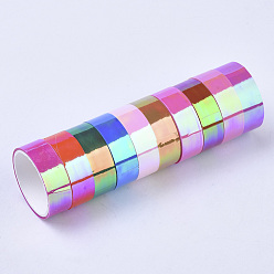 Mixed Color DIY Scrapbook, PVC Plastic Decorative Adhesive Tapes, Mixed Color, 15mm, about 3m/roll, 10roll/group