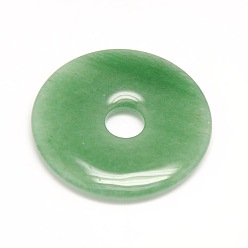 Зеленый Авантюрин Пончик / пи диск из натурального камня подвески, зеленый авантюрин, ширина пончика: 16 мм, 40x5.5 мм, отверстие : 8 мм