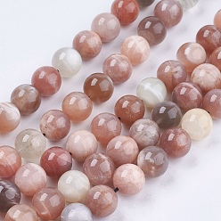 Multi-Moonstone Natural Multi-Moonstone Beads Strands, Round, 10mm, Hole: 1mm, about 39pcs/strand, 15.7 inch