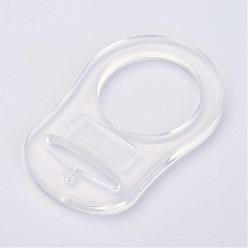 Clear Eco-Friendly Plastic Baby Pacifier Holder Ring, Clear, 48x32x3mm, Hole: 22mm
