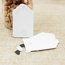 Blanco Etiquetas de regalo de papel, etiquetas colgantes, para manualidades, Día de San Valentín, rectángulo con el modelo del corazón, blanco, 50x30x0.4 mm, agujero: 5 mm