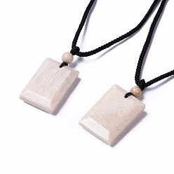 Old Lace Dyed Natural Fossil Coral Rectangle Pendant Necklace for Women, Old Lace, 25.98 inch(66cm)