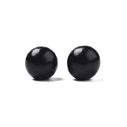 Black Undyed Natural Ebony Wood Beads, Waxed, Round, Lead Free, Black, 8mm, Hole: 1.5mm, about 1420pcs/500g