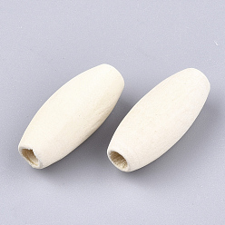Old Lace Unfinished Natural Wooden Beads, Long Oval Wood Beads, Oval, Old Lace, 24.5x9.5~10mm, Hole: 3.5~4mm