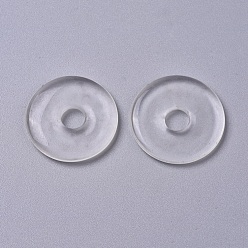 Clear Glass Pendants, Donut/Pi Disc, Clear, Donut Width: 11~11.5mm, 30~31x3.5~4mm, Hole: 8mm