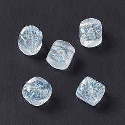 Deep Sky Blue Transparent Acrylic Beads, with Dried Flower Petal, Square, Deep Sky Blue, 16x16x16mm, Hole: 2mm, 278pcs/500g