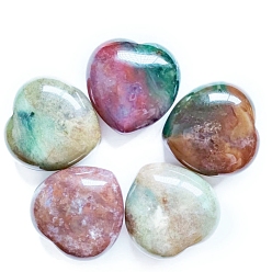 Agate Indienne Pierres de guérison en agate indienne naturelle, coeur amour pierres, pierres de poche pour l'équilibrage du reiki, 30x30x15mm