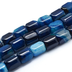 Dodger Blue Natural Agate Beads Strands, Dyed & Heated, Column, Dodger Blue, 19.5~20x14~15mm, Hole: 2mm, about 17~19pcs/strand, 14.76 inch(37.5cm)