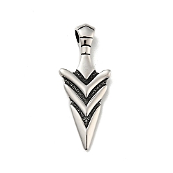 Antique Silver 304 Stainless Steel Big Pendants, Arrows, Antique Silver, 54.5x22x8mm, Hole: 5mm