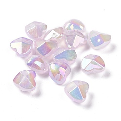 Prune Placage uv perles acryliques transparentes lumineuses, brillent dans le noir, facette, cœur, prune, 19.5x20.5x13.7mm, Trou: 3.7mm