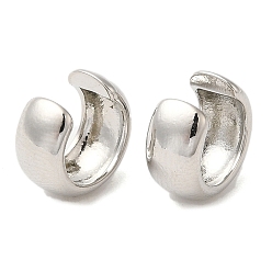 Platinum Rack Plating Brass Plain Band Cuff Earrings for Women, Cadmium Free & Lead Free, Platinum, 11x12x6mm
