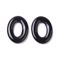 Black Agate Natural Black Agate Linking Rings, Dyed & Heated, Oval, 23x17x3mm, Inner Diameter: 14x7mm