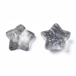 Gris Cabochons de résine transparente, avec ondulation de l'eau, étoiles, grises , 21~21.5x22~22.5x9mm
