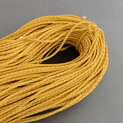 Золотистый Плетеные имитация кожаные шнуры, круглая фурнитура для браслета, золотые, 3x3 мм, около 103.89 ярдов (95 м) / пачка