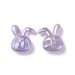 Средний Фиолетовый Непрозрачные акриловые бусины, с покрытием AB цвета, кролик с рисунком буквы м, средне фиолетовый, 41x33x11.5 мм, отверстие : 3.2 мм