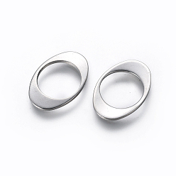 Color de Acero Inoxidable 201 de acero inoxidable que une los anillos, oval, color acero inoxidable, 17.5x12x1 mm