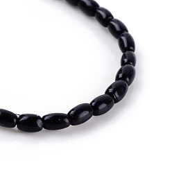 Obsidian Natural Obsidian Bead Strands, Rice, 6x4mm, Hole: 1mm, about 68pcs/strand, 15.7 inch