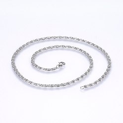Stainless Steel Color 304 Stainless Steel Lumachina Chain Necklaces, Stainless Steel Color, 19.68 inch(50cm), 3.5~4mm