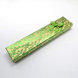 Light Green Rectangle Bowknot Cardboard Necklace Boxes, for Bangles or Bracelets, with Sponge Inside, Light Green, 215x43x24mm
