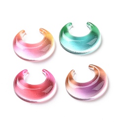 Mixed Color Opaque Acrylic Cabohons, Two Tone, Moon, Mixed Color, 23x19x7mm