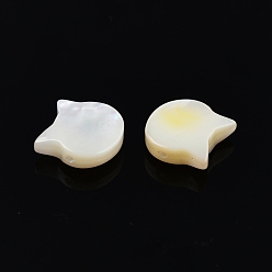 Cáscara Blanca Cuentas de concha natural de blanco, oso, 10x10x4 mm, agujero: 0.7 mm