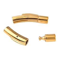 Золотой Трубы 304 из нержавеющей стали штык застежки, ионное покрытие (ip), ювелирная фурнитура, золотые, 28x7 мм, отверстие : 5 мм