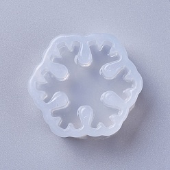 White Christmas Food Grade Silicone Molds, Resin Casting Molds, For UV Resin, Epoxy Resin Jewelry Making, Snowflake, White, 31x34x13mm, Inner Diameter: 27x30mm