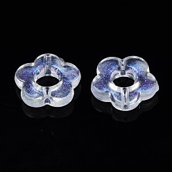 Clair Perles acryliques transparentes, poudre de scintillement, fleur, clair, 14x14.5x3.5mm, Trou: 1.5mm, environ1240 pcs / 500 g