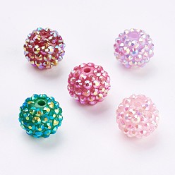 Mixed Color Resin Rhinestone Beads, Round, AB Color, Mixed Color, 16mm, Hole: 1~2mm