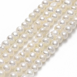 Beige Hilos de perlas de agua dulce cultivadas naturales, patata, lino, 2.5~3.5x3~4x3~4 mm, agujero: 0.5 mm, sobre 117~133 unidades / cadena, 13.98~15.47 pulgada (35.5~39.3 cm)