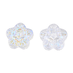 Clear AB Transparent Electroplate Glass Beads, AB Color Plated, Flower, Clear AB, 12.5x13x6mm, Hole: 1mm