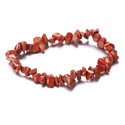 Jaspe Rouge Bracelet extensible en perles de jaspe rouge naturel pour femmes, 6-3/4~8-5/8 pouce (17~22 cm)