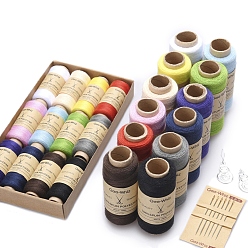 Color mezclado Hilo de coser de poliéster, para coser a mano y a máquina, bordado de borlas, con agujas, color mezclado, 0.05 mm, aproximadamente 218.72 yardas (200 m) / rollo, 12 rollos / juego