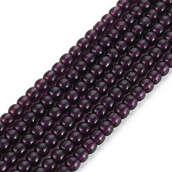 Purple Glass Beads Strands, Round, Purple, 2mm, Hole: 0.6mm, about 185~206pcs/strand, 14.37~14.76 inch(36.5~37.5cm)