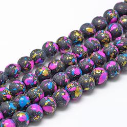 Dodger Blue Baking Painted Glass Beads Strands, Round, Dodger Blue, 8~8.5mm, Hole: 1.5mm, about 105pcs/strand, 31.8 inch