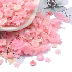 Pink Светящиеся кабошоны из полимерной глины ручной работы, светится в темноте, ногтей декоративные аксессуары, розовые, 1~12x1~10.5x0.5~1.5 мм, около 340 шт / упаковка