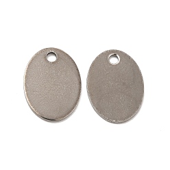 Stainless Steel Color 201 Stainless Steel Pendants, Oval Charm, Stainless Steel Color, 15x11x0.5mm, Hole: 1.5mm