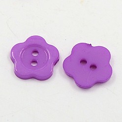 Dark Orchid Acrylic Sewing Buttons for Costume Design, Plastic Buttons, 2-Hole, Dyed, Flower Wintersweet, Dark Orchid, 22x2mm, Hole: 2mm