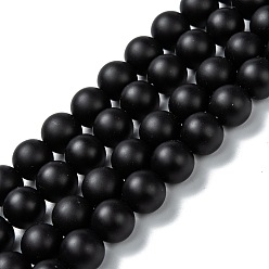 Black Onyx Natural Black Onyx Beads Strands, Dyed & Heated, Frosted, Round, 10mm, Hole: 2mm, about 39pcs/strand, 15.35 inch(39cm)