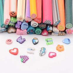 Mixed Color Polymer Clay Nail Art Decoration, Fashion Nail Care, No Hole Tubes, Mixed Shape, 50 Kinds of Styles, Mixed Color, 50x4~6mm