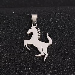 Stainless Steel Color Boy Jewelry Original Color 201 Stainless Steel Blank Horse Pendants, Stainless Steel Color, 38x22.5x1.5mm, Hole: 4x9mm