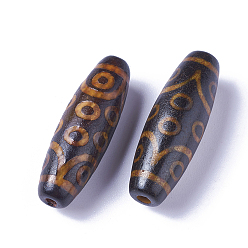 16-Eye Tibetan Style 16-Eye dZi Beads, Natural Agate Beads, Rice, 28~30x9.5~10.5mm, Hole: 1.5~2mm