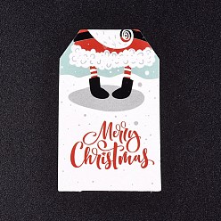 Разноцветный Бумажные подарочные бирки, хэндж теги, для декоративно-прикладного искусства, на Рождество, с рисунком Деда Мороза, красочный, 50x30x0.3 мм, отверстие : 5 мм