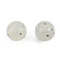 Jaune Clair Perles acryliques opaques style pierre marbrée, ronde, jaune clair, 11~11.5mm, Trou: 2mm
