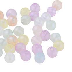 Couleur Mélangete Perles acryliques placage irisé arc-en-ciel, perles de paillettes, ronde, couleur mixte, 5.5x5mm, Trou: 1.8mm, environ4800 pcs / 500 g